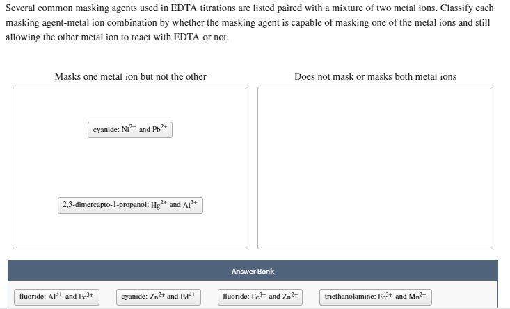 Solved Several common agents in EDTA titrations |