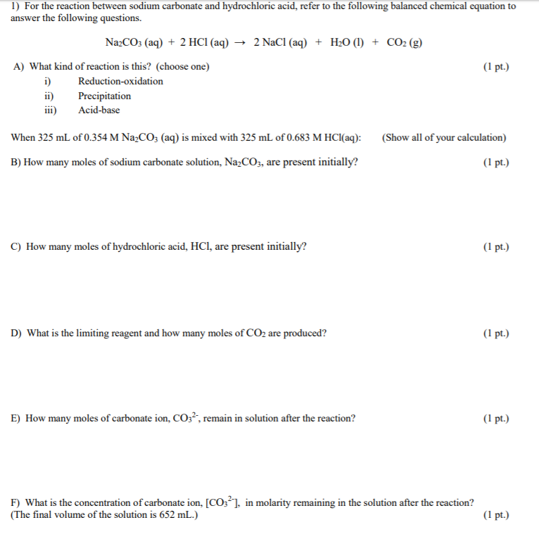 Chemical Equation Between Sodium Carbonate And Hydrochloric Acid ...