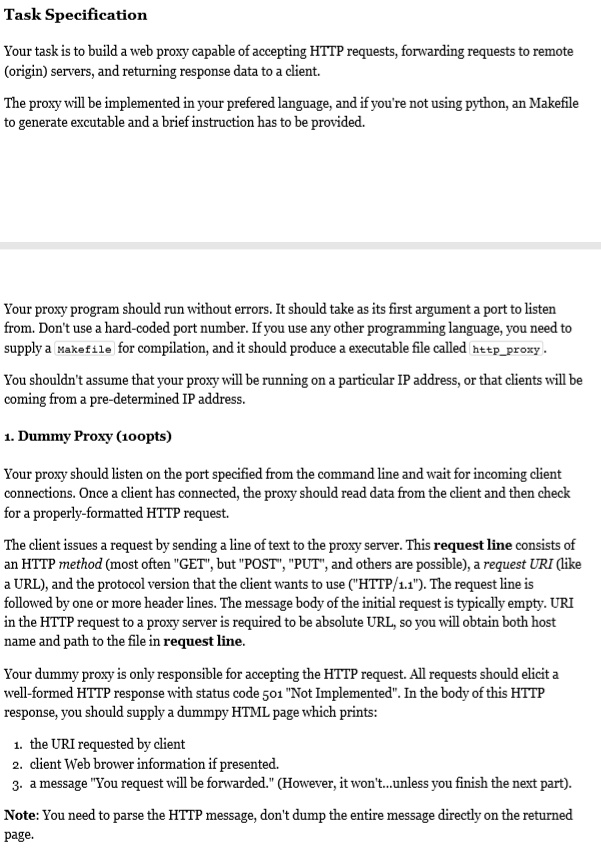 Solved Task Specification Your task is to build a web proxy | Chegg.com