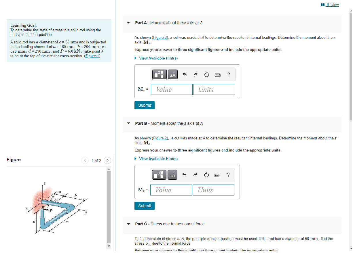 Solved Learning Goal: To determine the state of stress in a | Chegg.com