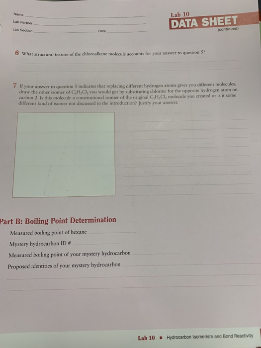 Solved Lab 10 Lab Partner DATA SHEET (continued) Date 6 What | Chegg.com