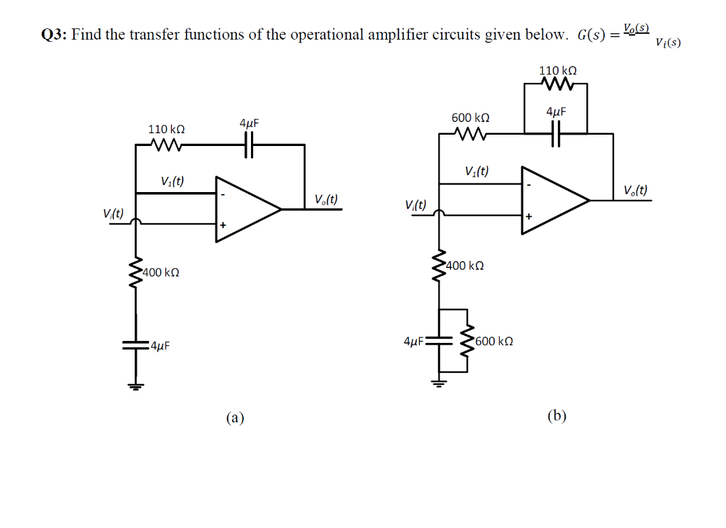 Solved Q3: Find the transfer functions of the operational | Chegg.com