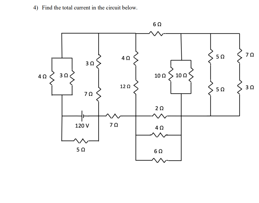Solved 4) Find the total current in the circuit below. 6 Ω 4 | Chegg.com
