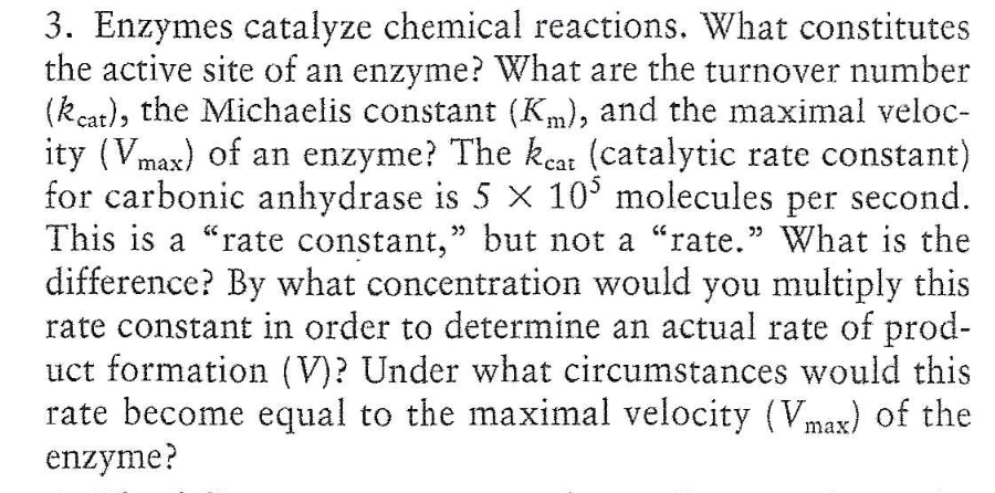 Solved > 3. Enzymes Catalyze Chemical Reactions. What | Chegg.com