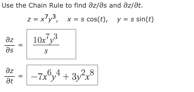 Solved Use the Chain Rule to find ∂z/∂s and ∂z/∂t | Chegg.com