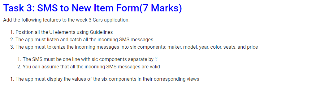 Task 3: SMS to New Item Form(7 Marks) Add the | Chegg.com