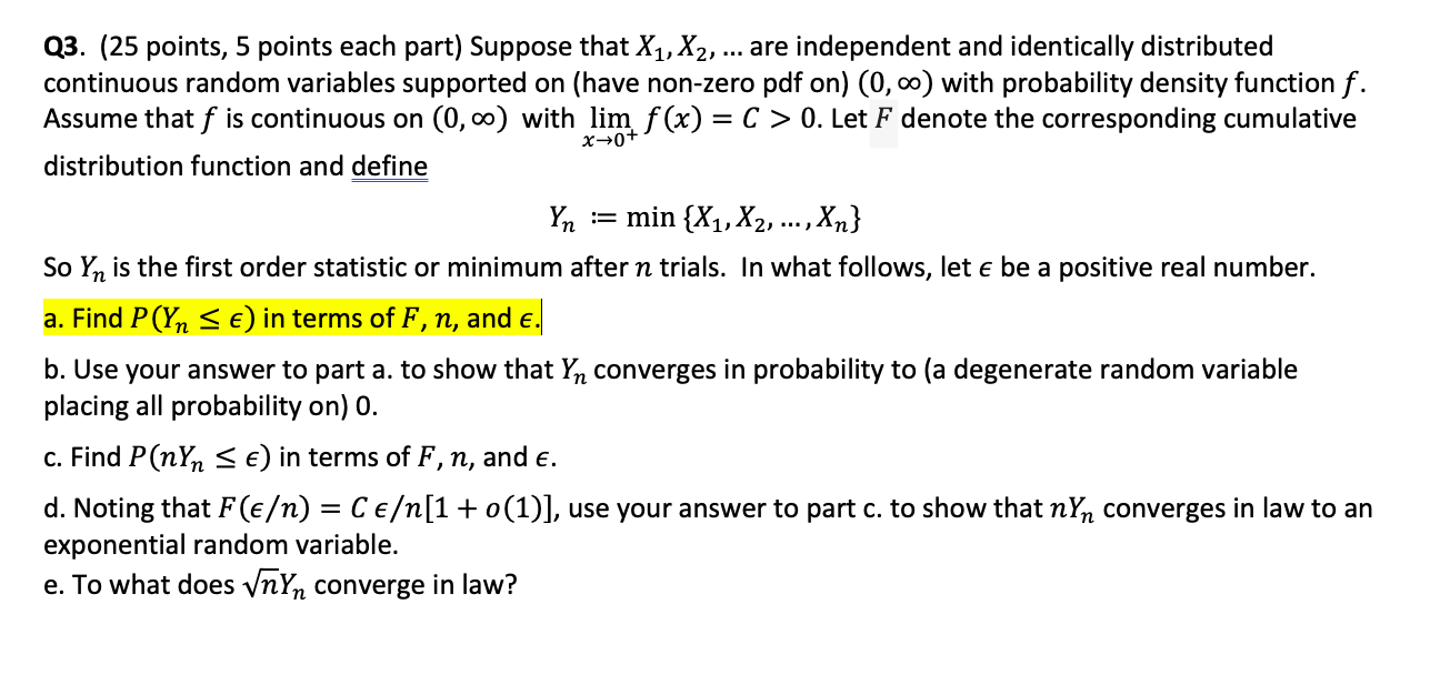 Q3. (25 points, 5 points each part) Suppose that | Chegg.com