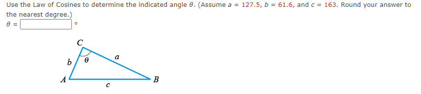 Solved Use the Law of Cosines to determine the indicated | Chegg.com