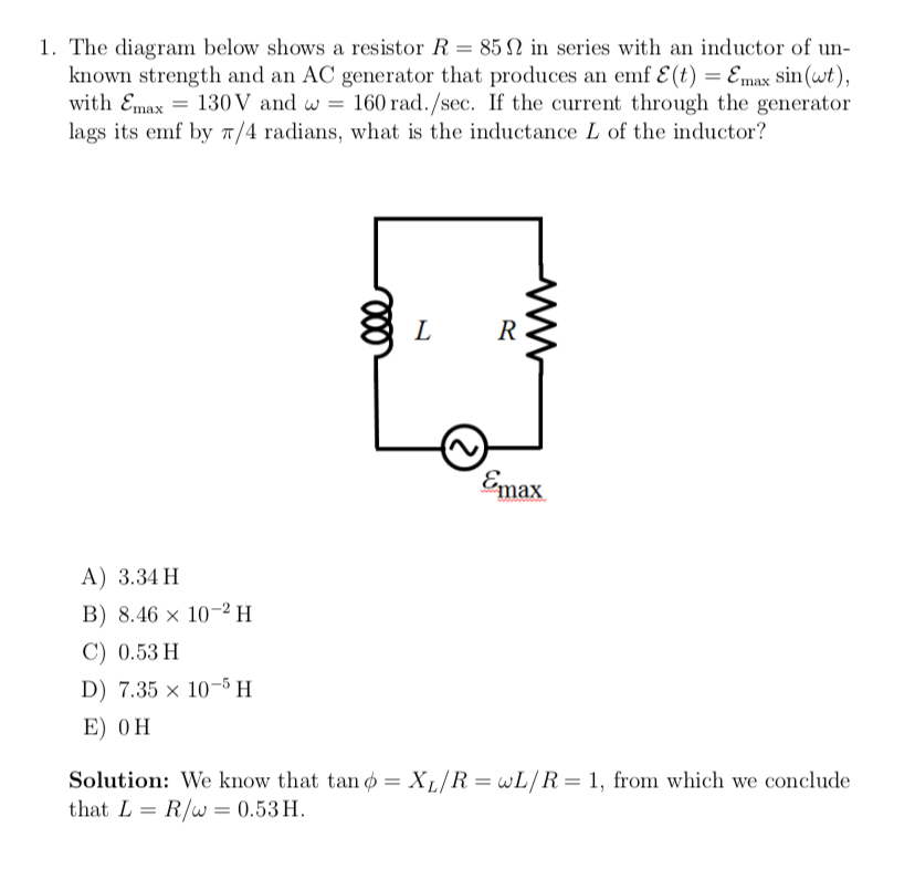 Solved 1 The Diagram Below Shows A Resistor R 852 In S Chegg Com