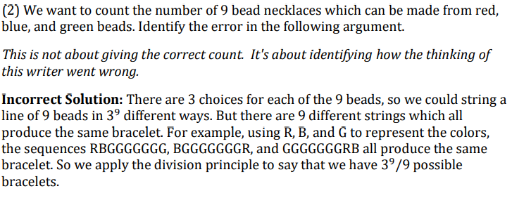 Solved (2) We want to count the number of 9 bead necklaces | Chegg.com