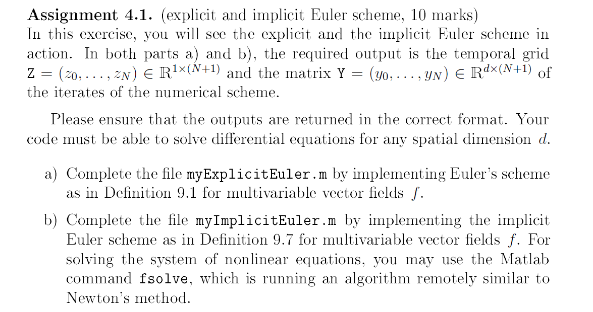 Solved assignment 4 1 explicit and implicit euler scheme chegg