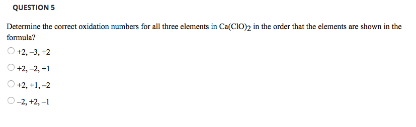 Ca Clo2 2 Oxidation Numbers