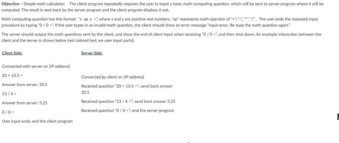 Solved IN PYTHON PLEASE !!!! Simple math calculator: The | Chegg.com