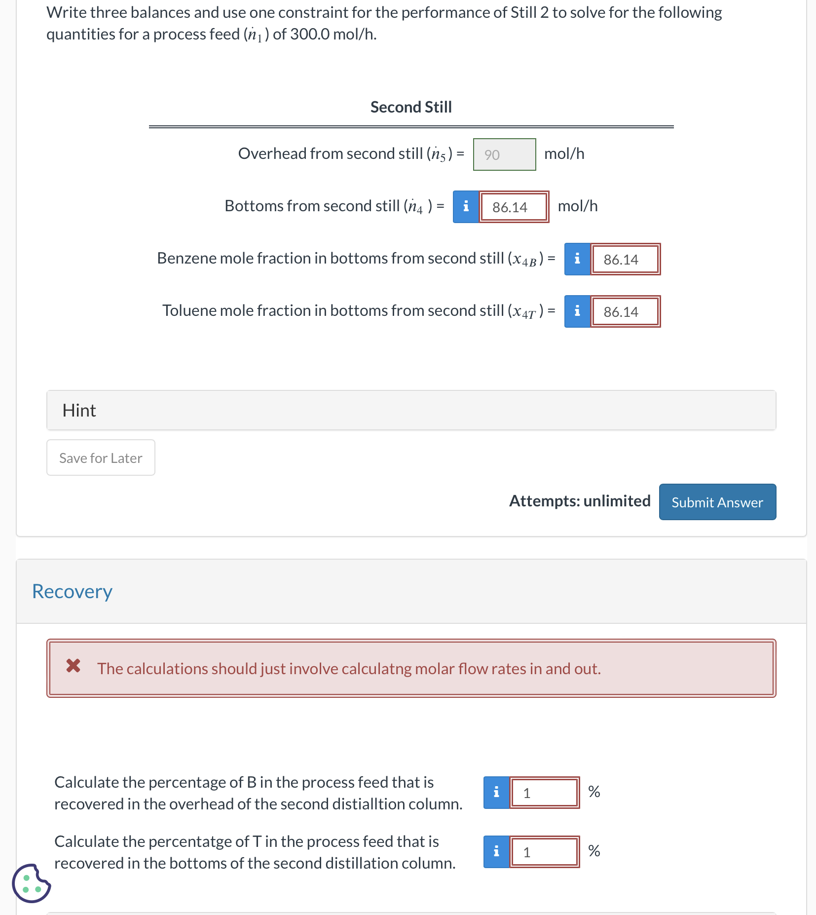 Solved A liquid mixture containing 30.0 mole\% benzene | Chegg.com