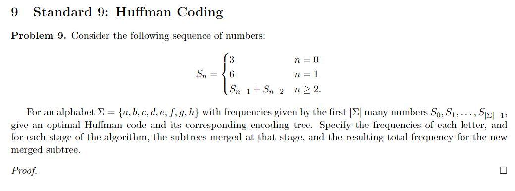 Solved Problem 9. Consider The Following Sequence Of | Chegg.com