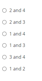 2 and 4
2 and 3
1 and 4
1 and 3
3 and 4
1 and 2