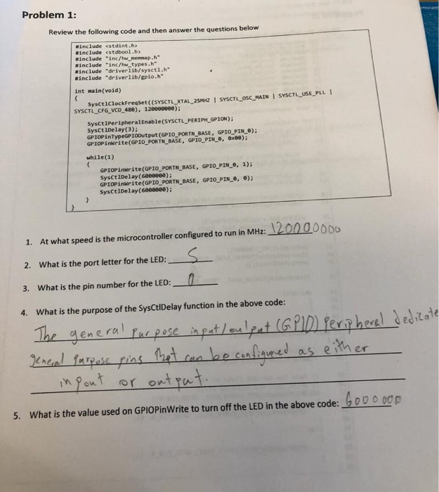 Solved Problem 1: Review the following code and then answer | Chegg.com