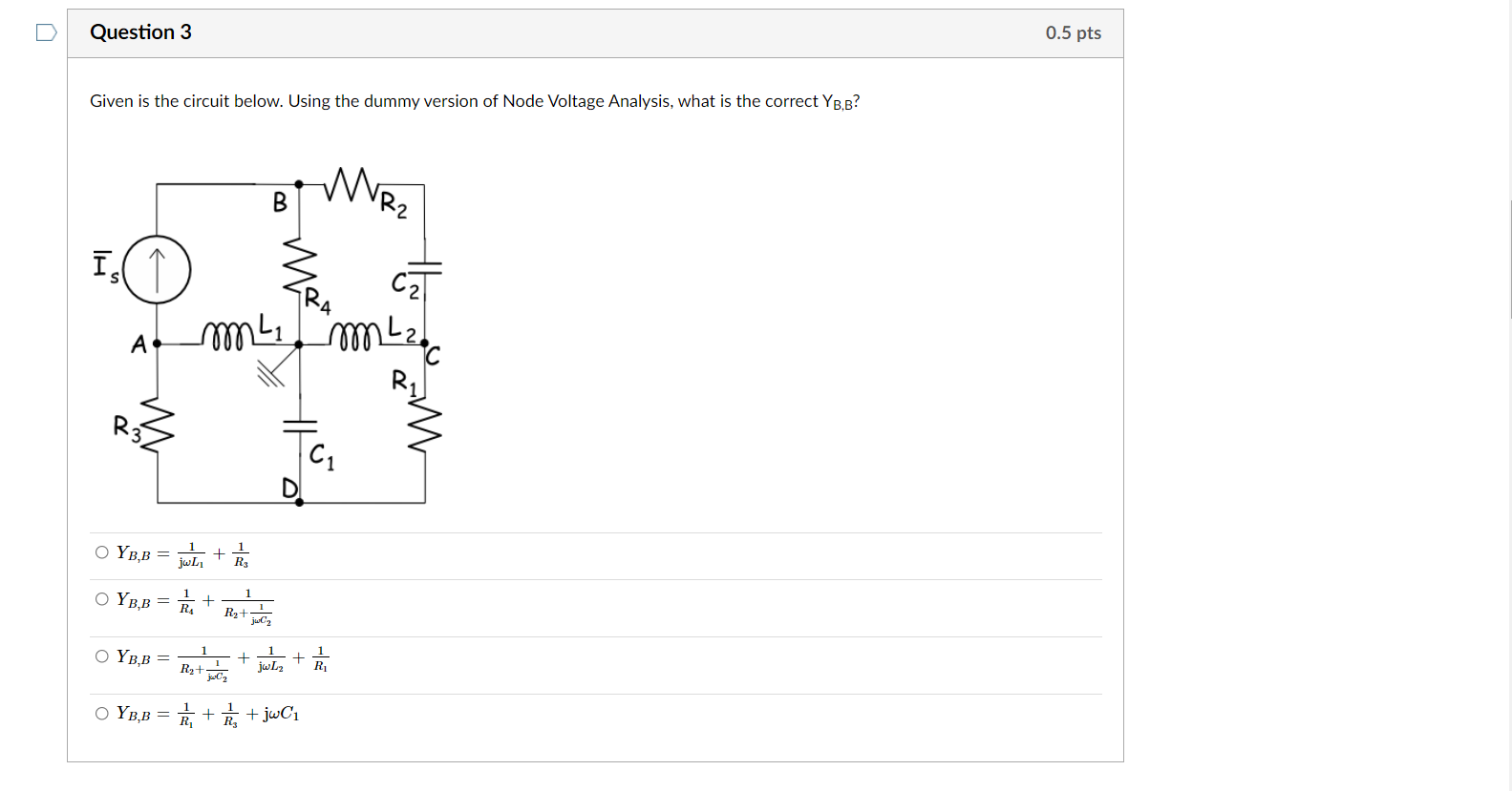 Solved Question 2 0.5 pts Given is the circuit below. Using | Chegg.com