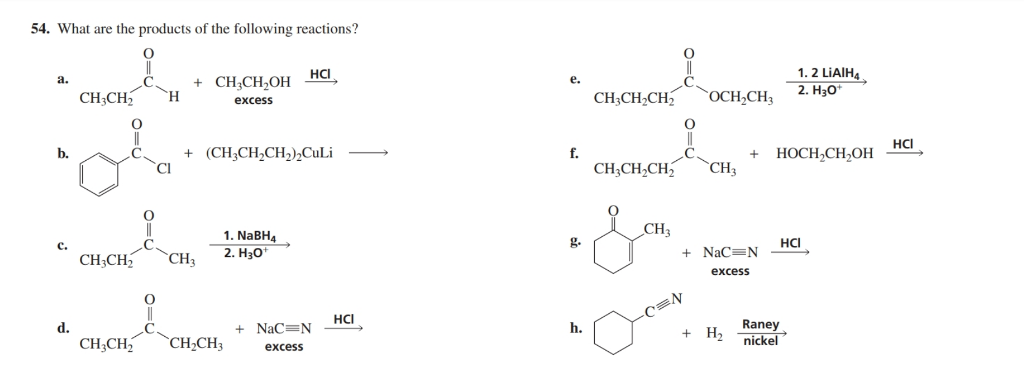 Solved 54. What are the products of the following reactions? | Chegg.com