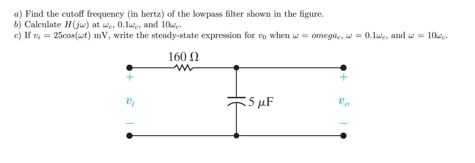 Solved a) Find the cutoff frequency (in hertz) of the