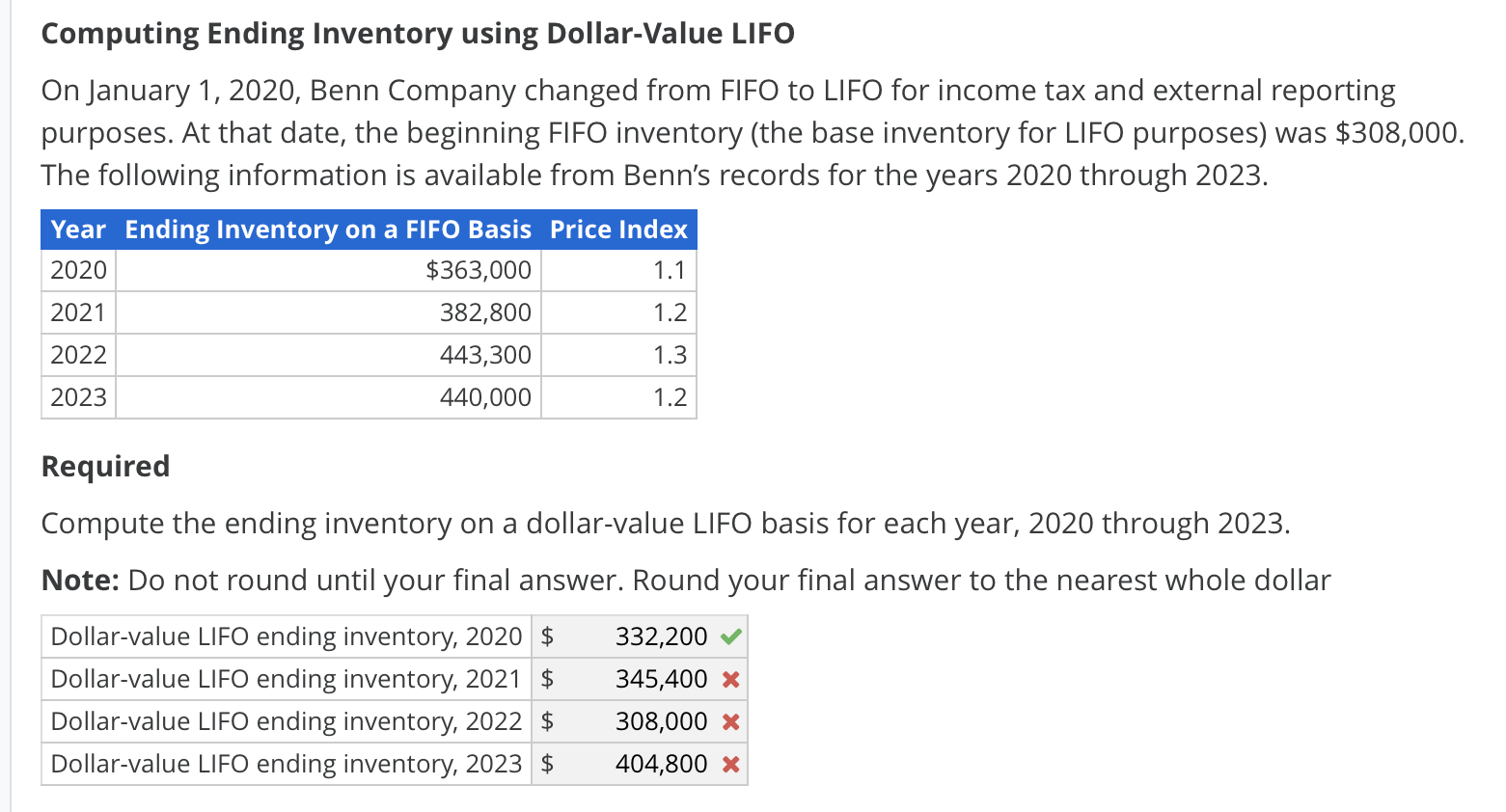 Solved Computing Ending Inventory using DollarValue LIFO On