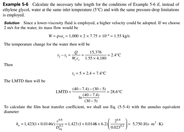 Solved Example 5-5 Here, 0.8 kg/s of a solvent whose | Chegg.com