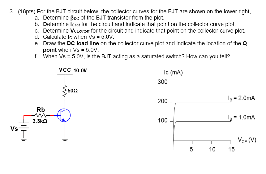 Solved (18pts) For The BJT Circuit Below, The Collector | Chegg.com