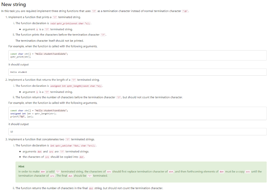Solved New string In this task you are required implement | Chegg.com
