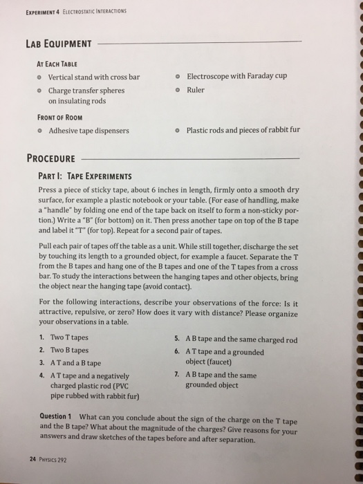 Solved Electrostatic Interactions. Question 1 what can you