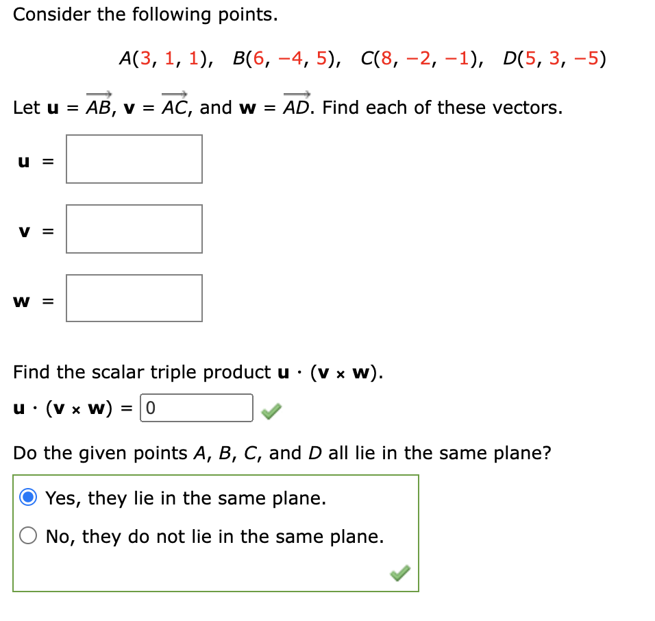 Solved Consider The Following Points. A(3, 1, 1), B(6, | Chegg.com