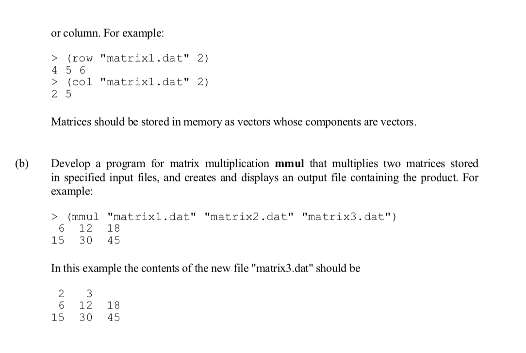 6. The files "matrix 1.dat" and "matrix2.dat" are | Chegg.com