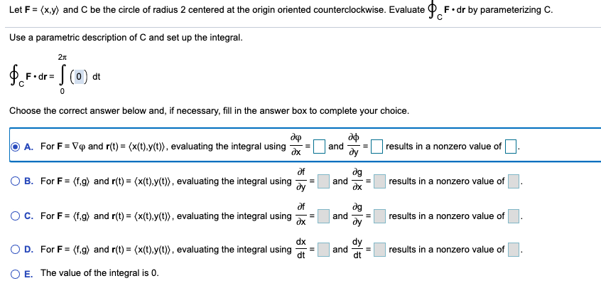 Solved Let F X Y And C Be The Circle Of Radius 2 Cente Chegg Com