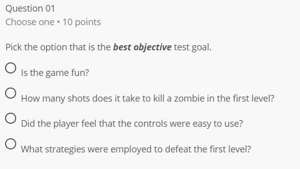 Solved Question 01 Choose One • 10 Points Pick The Option | Chegg.com