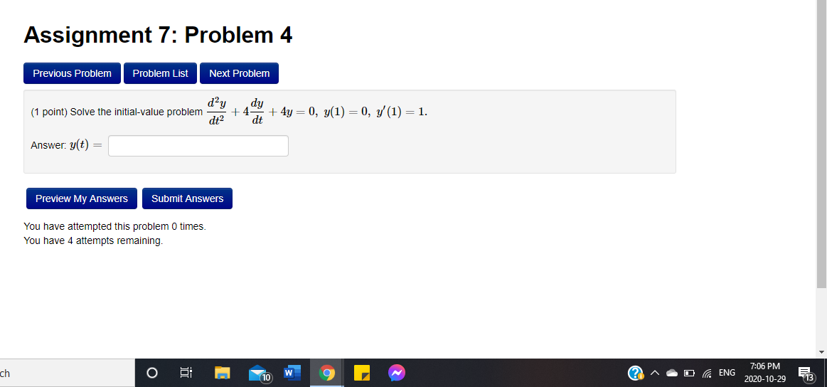 Solved Assignment 7: Problem 4 Previous Problem Problem List | Chegg.com