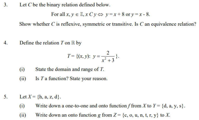 Solved 3 Let C Be The Binary Relation Defined Below For Chegg Com