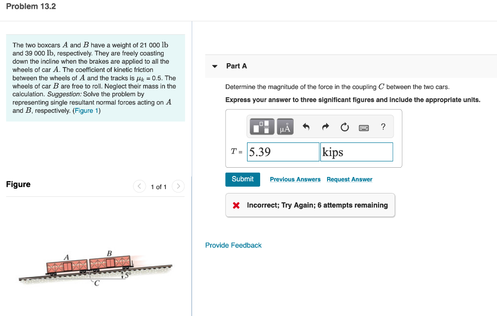 Solved Problem 13.2 Part A The Two Boxcars A And B Have A | Chegg.com