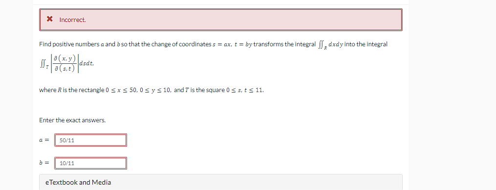 Solved Find Positive Numbers A And B So That The Change Of | Chegg.com