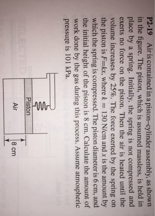 Solved Air is contained in a pistoncylinder assembly, as