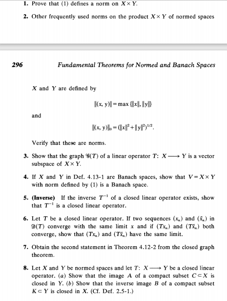 Solved 1. Prove that 1 defines a norm on XX Y. 2. Other Chegg