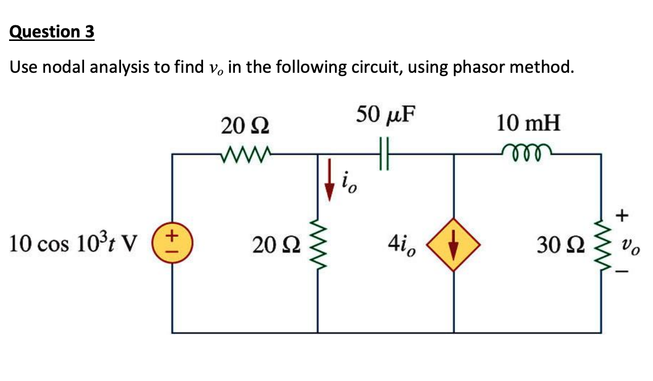 Solved Use nodal analysis to find vo in the following | Chegg.com