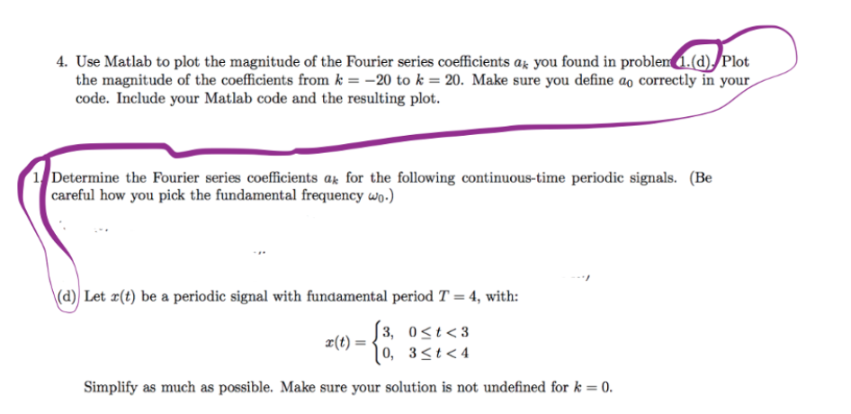 Solved 4. Use Matlab to plot the magnitude of the Fourier | Chegg.com
