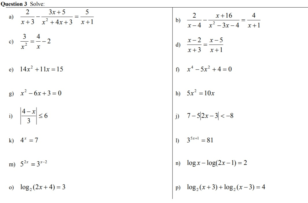 Question 3 Solve 2 3x 5 A X 3 X2 4x 3 5 2 Chegg Com