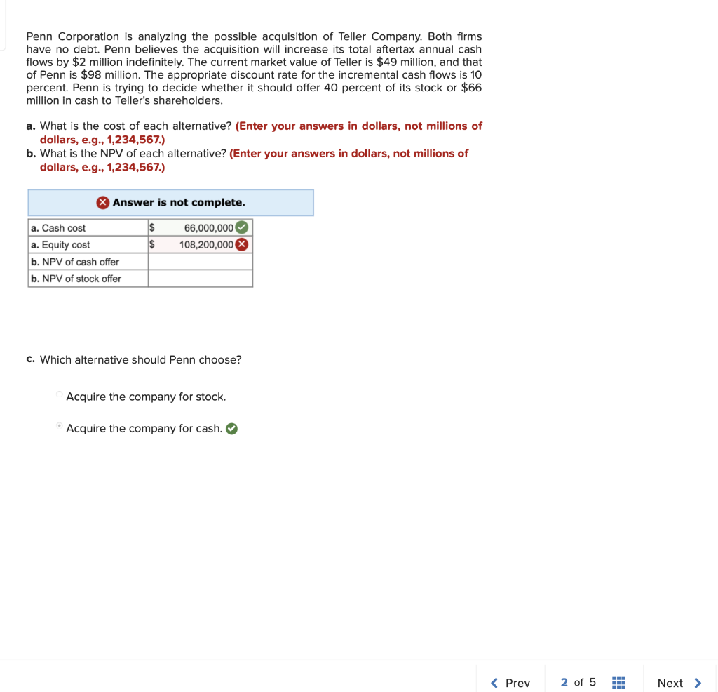 Solved Penn Corporation Is Analyzing The Possible