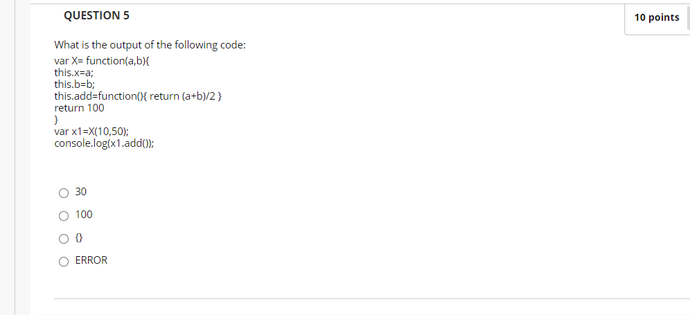 Solved QUESTION 5 10 points What is the output of the | Chegg.com