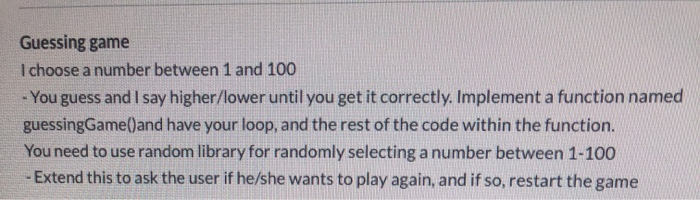 Solved Guessing game I choose a number between 1 and 100 You | Chegg.com