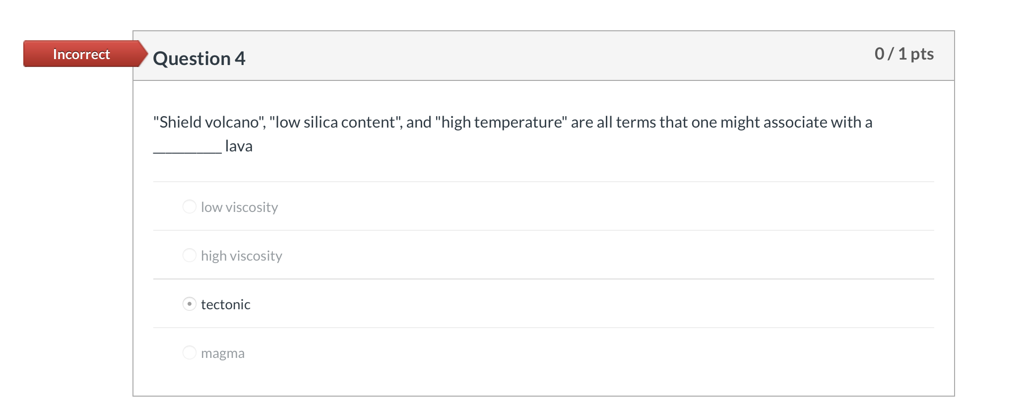 Solved Incorrect Question 1 0/1 pts Select the ordering that | Chegg.com