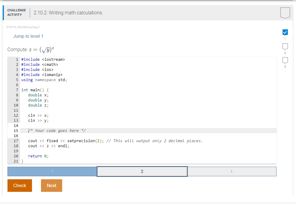 Solved CHALLENGE ACTIVITY 2.10.2: Writing math calculations. | Chegg.com