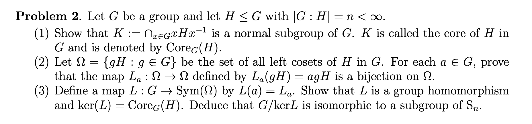 Solved Problem 2. Let G Be A Group And Let H | Chegg.com