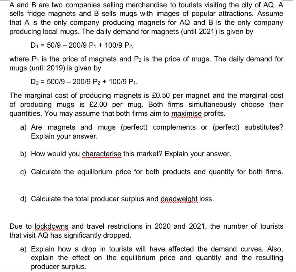 Solved A And B Are Two Companies Selling Merchandise To | Chegg.com