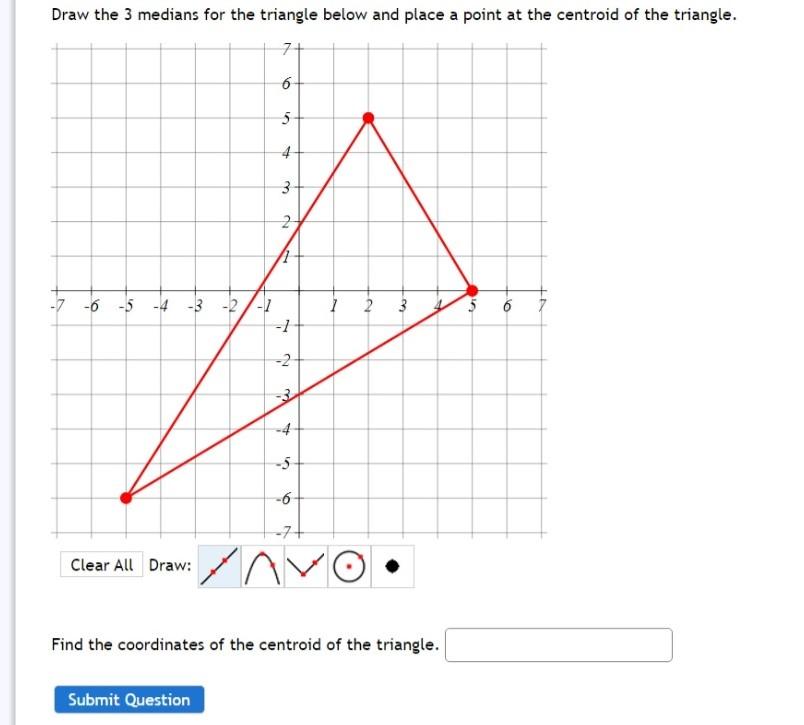 Solved Draw the 3 medians for the triangle below and place a | Chegg.com